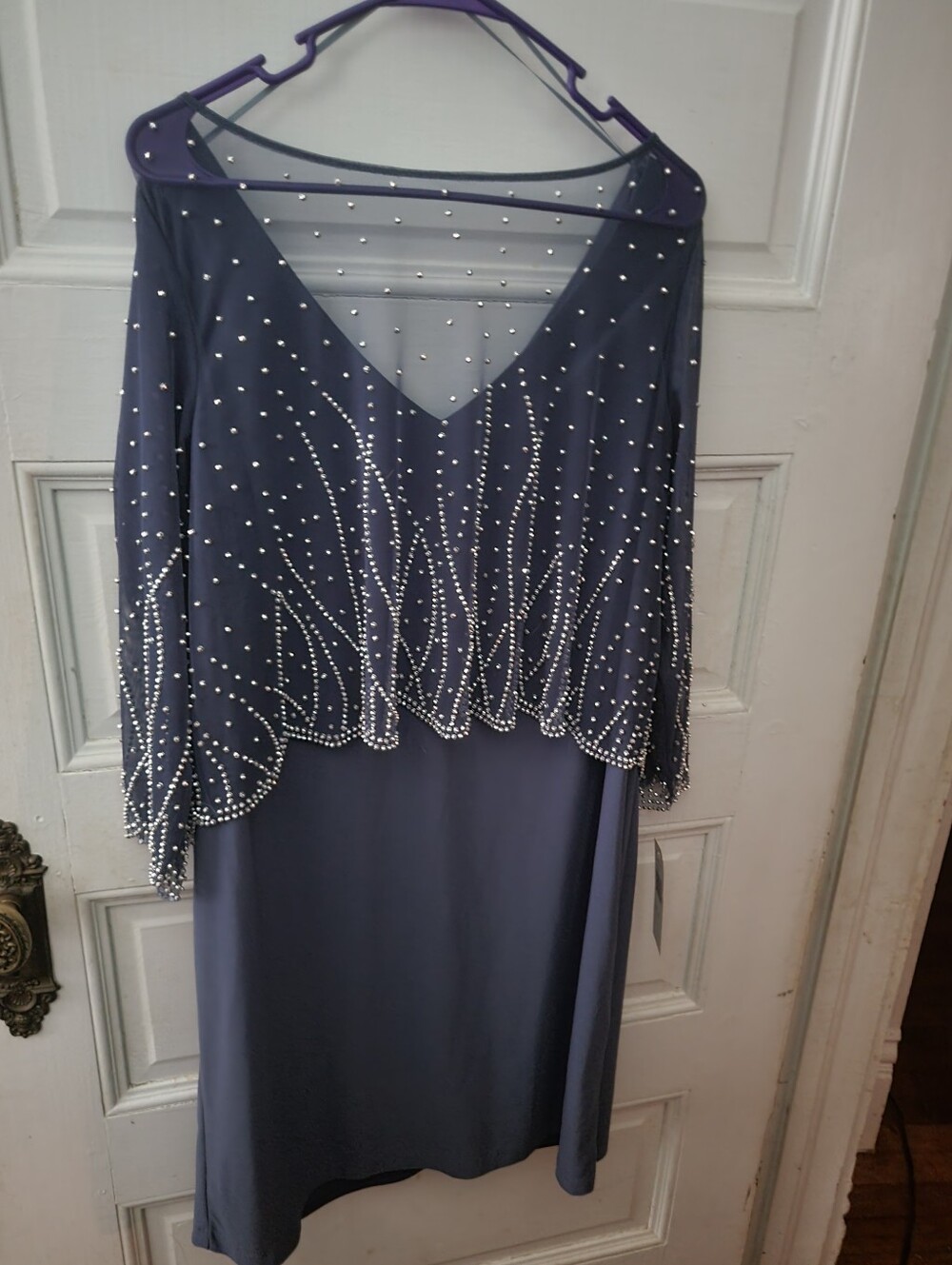 Elegant Women’s Dress with Sheer Overlay Size 16